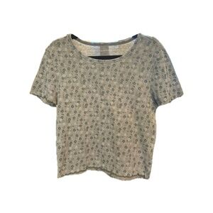 American Eagle Outfitters Gray Floral Short Sleeve Top